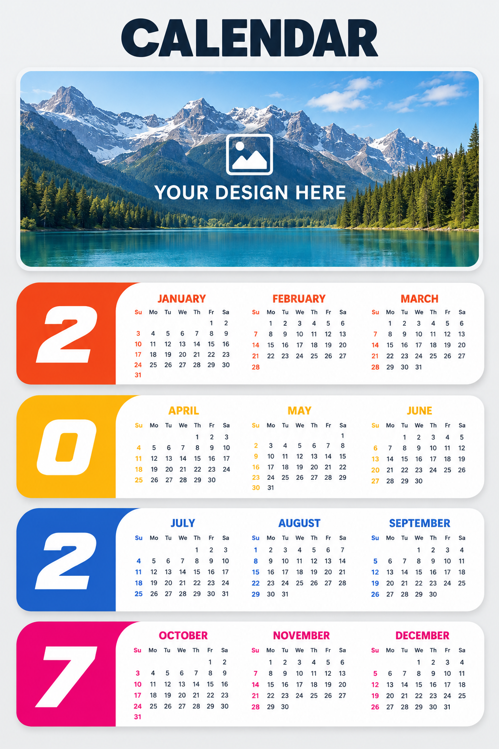 Custom 2027 Calendar – 12 × 18 in – Bulk Printing