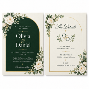 Custom Wedding Invitation Cards - 5 x 7 Front and Back