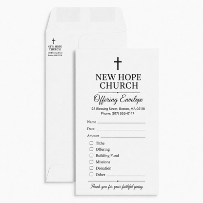 Custom Yellow Church Offering Envelopes, Bulk Printing