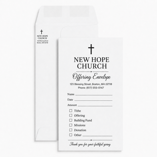 Custom Yellow Church Offering Envelopes, Bulk Printing