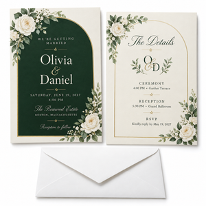 Custom Wedding Invitation Cards - 5 x 7 Front and Back