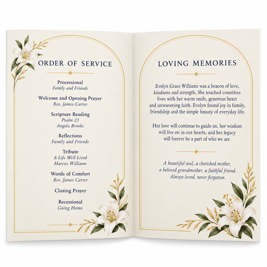 Custom Funeral Programs - Celebration of Life